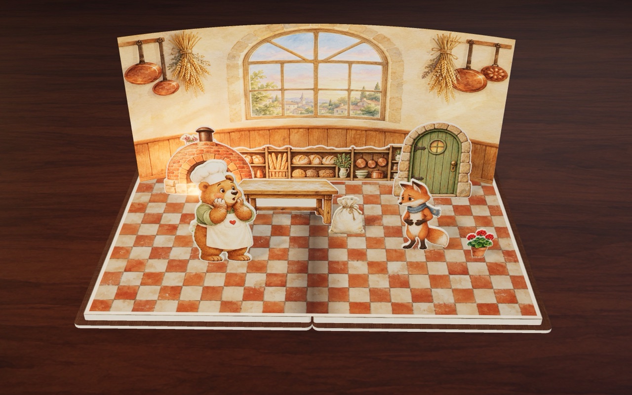 A hungry fox knocks at the bakery door.