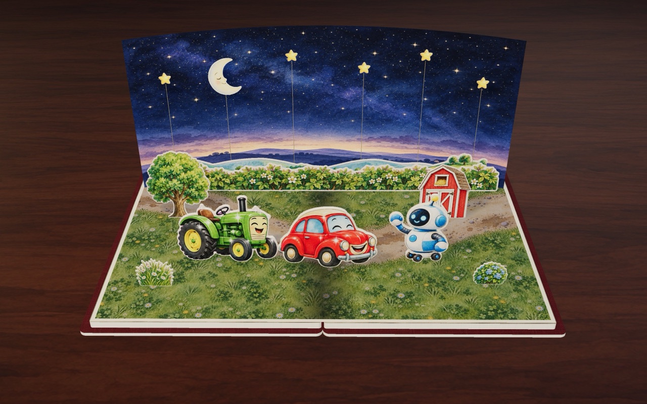 Everyone is clean, shining under the stars.
