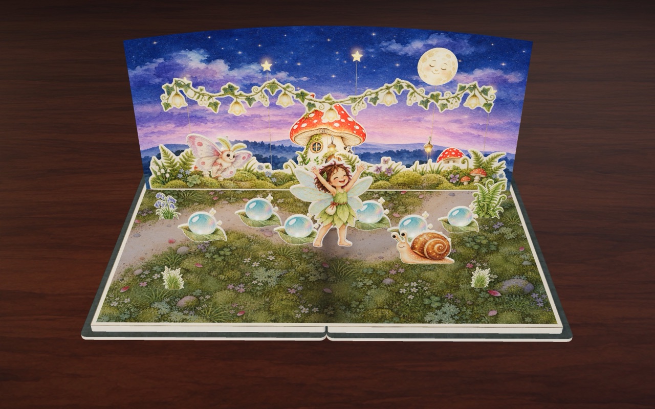 The Moon Party in Fern the Tiny Fairy: every dewdrop in the glen shimmers.