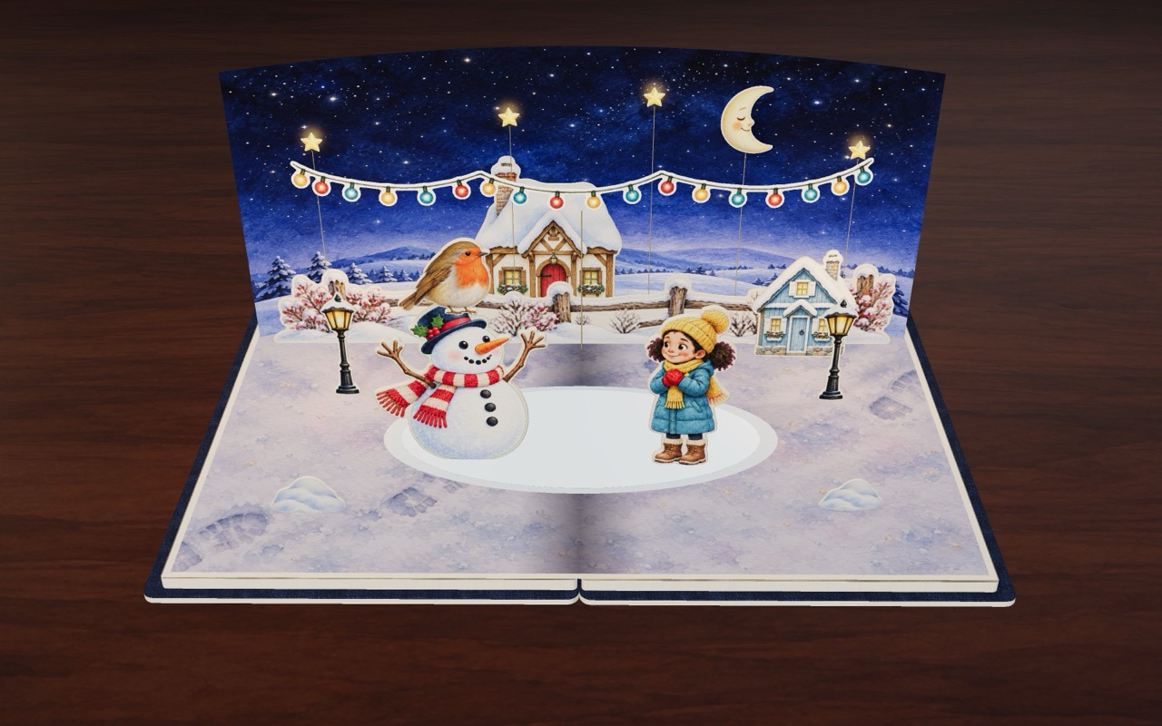 Frosty, Mia and Red on the frozen pond at night.