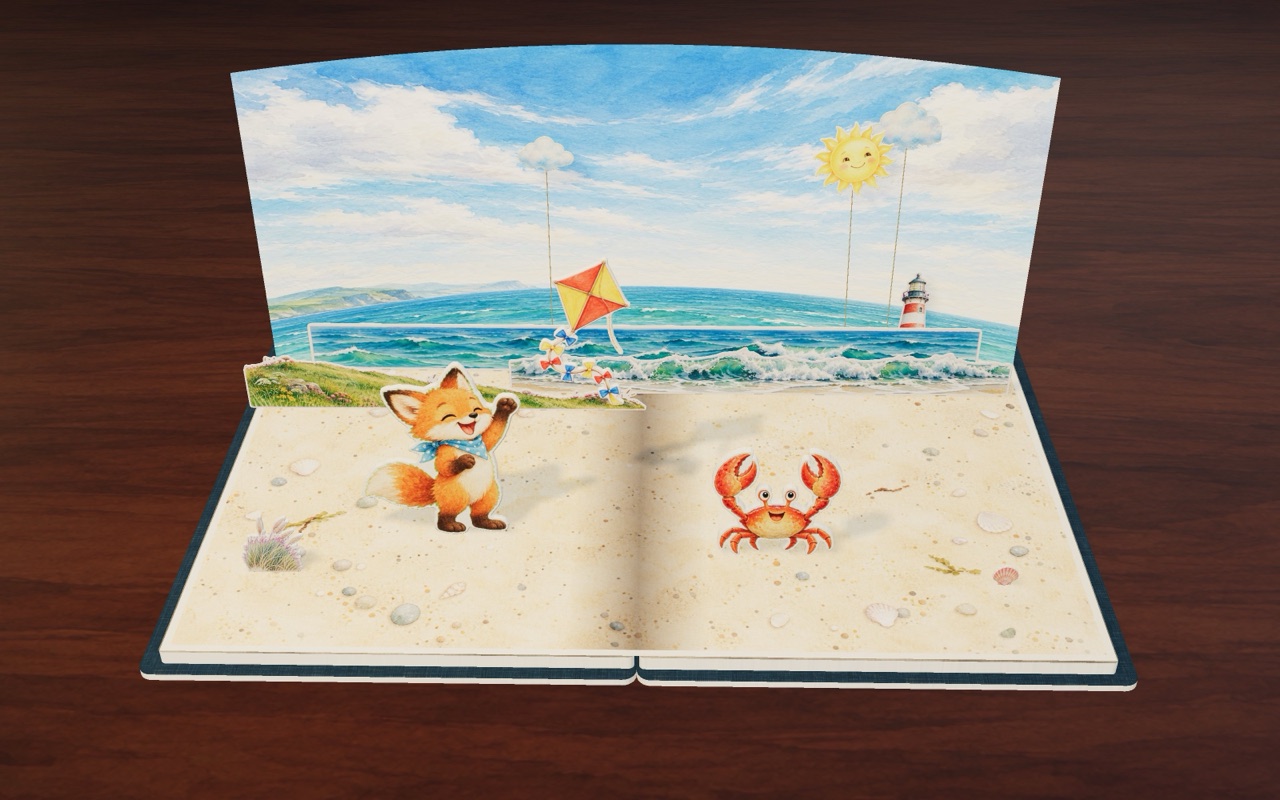The crab holds up the kite and the wind blows it high in High and Low.
