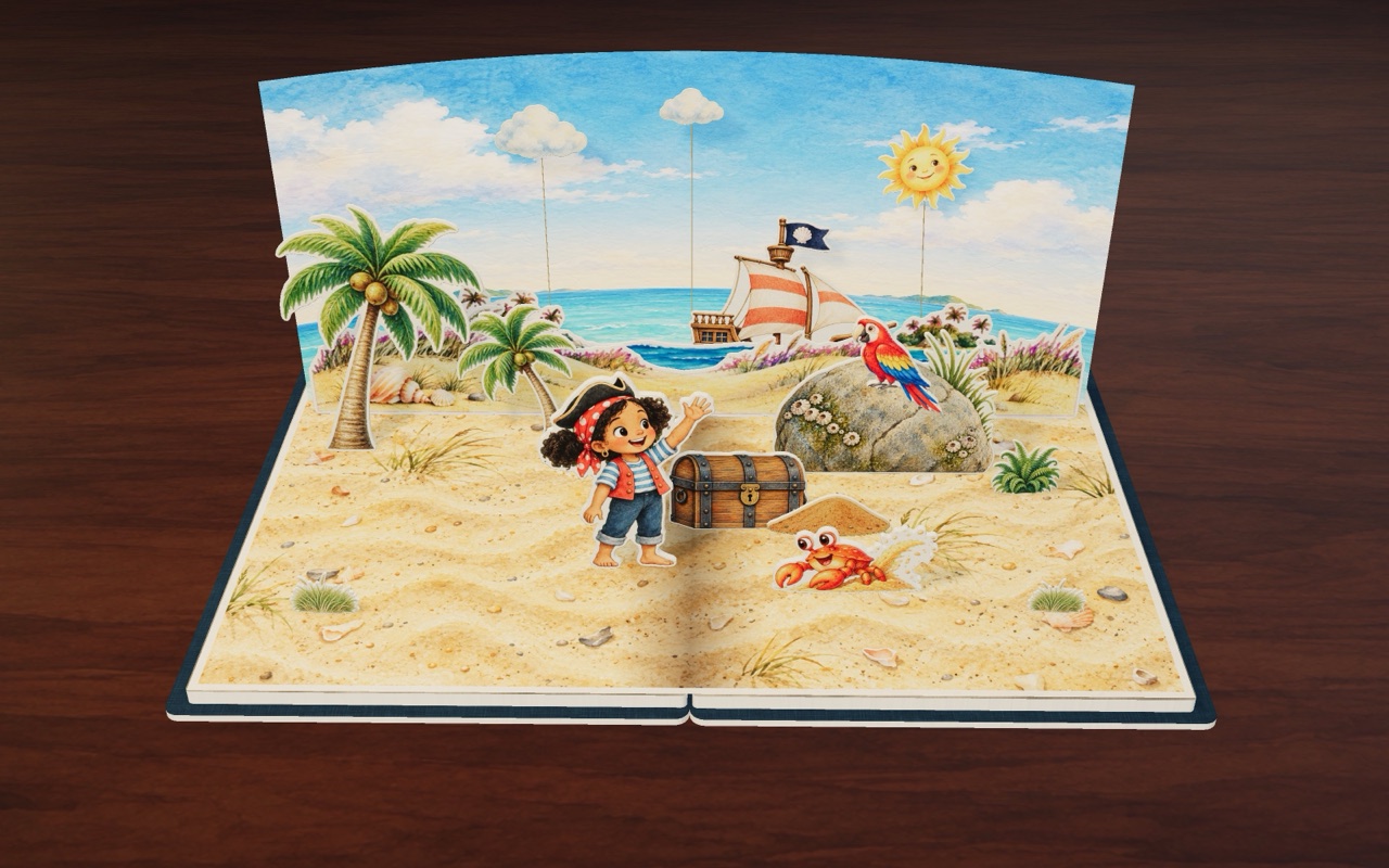 Captain Pepper digs up a wooden treasure chest by the big round rock.