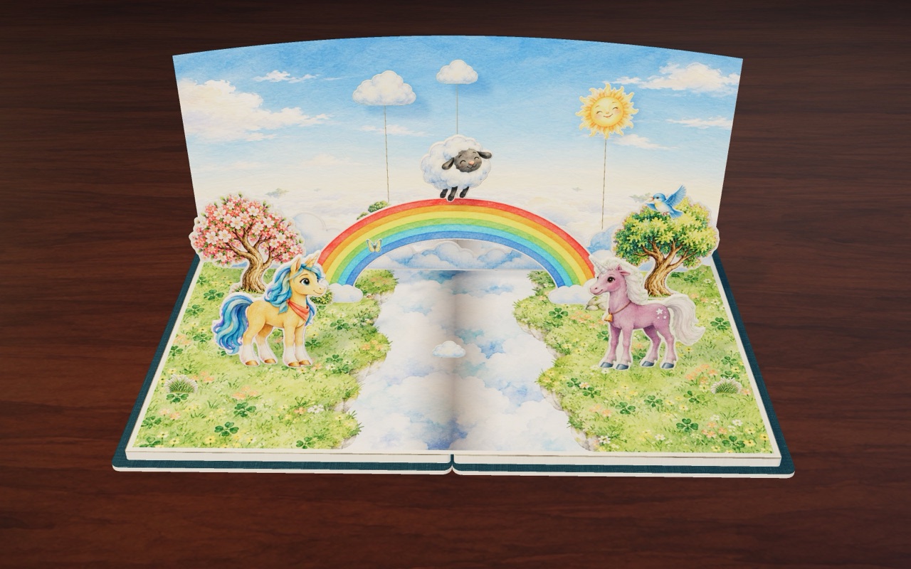 The whole rainbow bridge, with Puff on top.