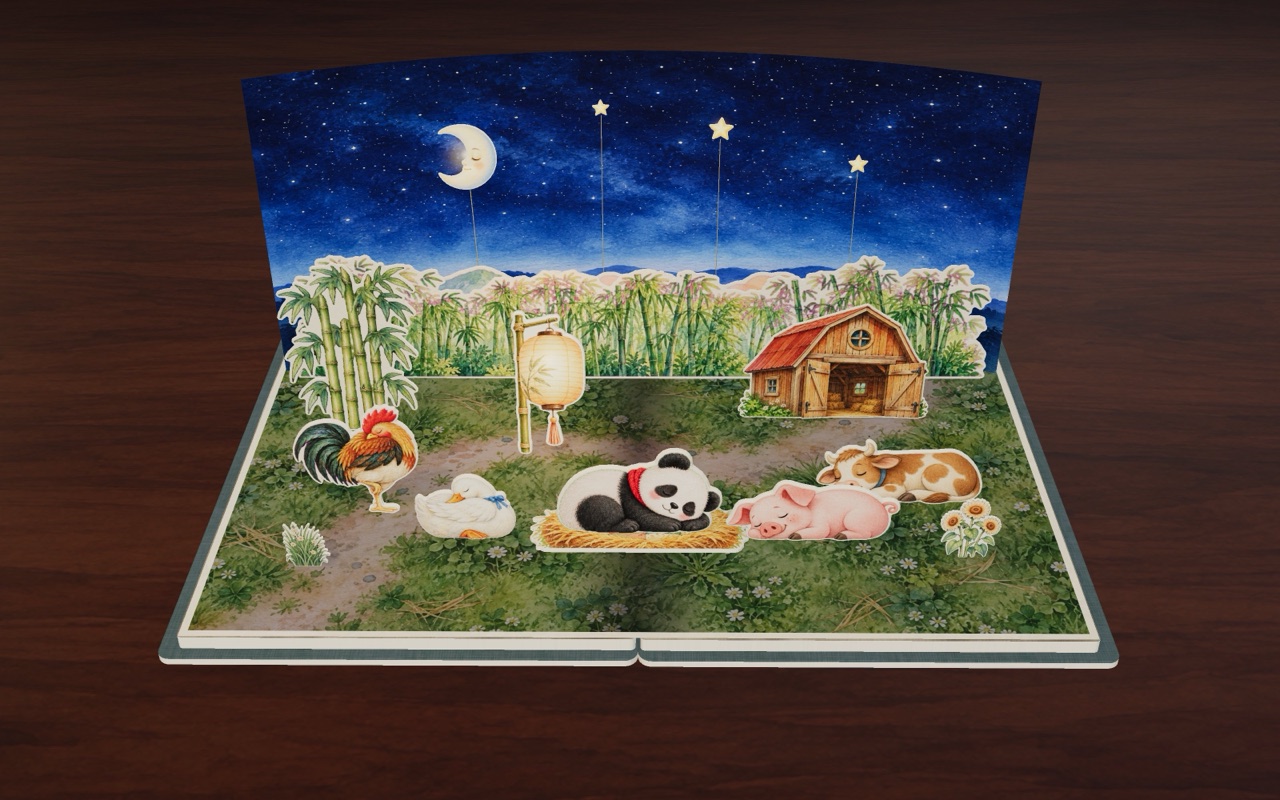 Under the moon and stars, everyone on the farm is asleep again.